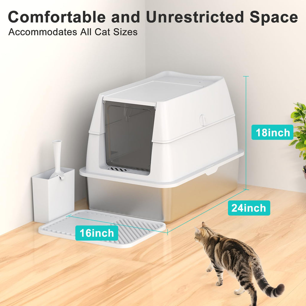 XL Stainless Steel Litter Box with Lid C7060