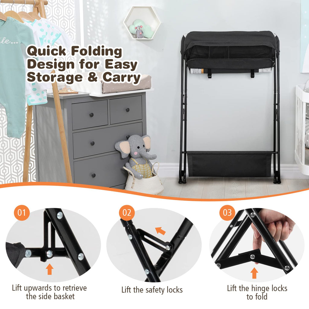 Portable Baby Changing Table with Safety Belt Black J33267