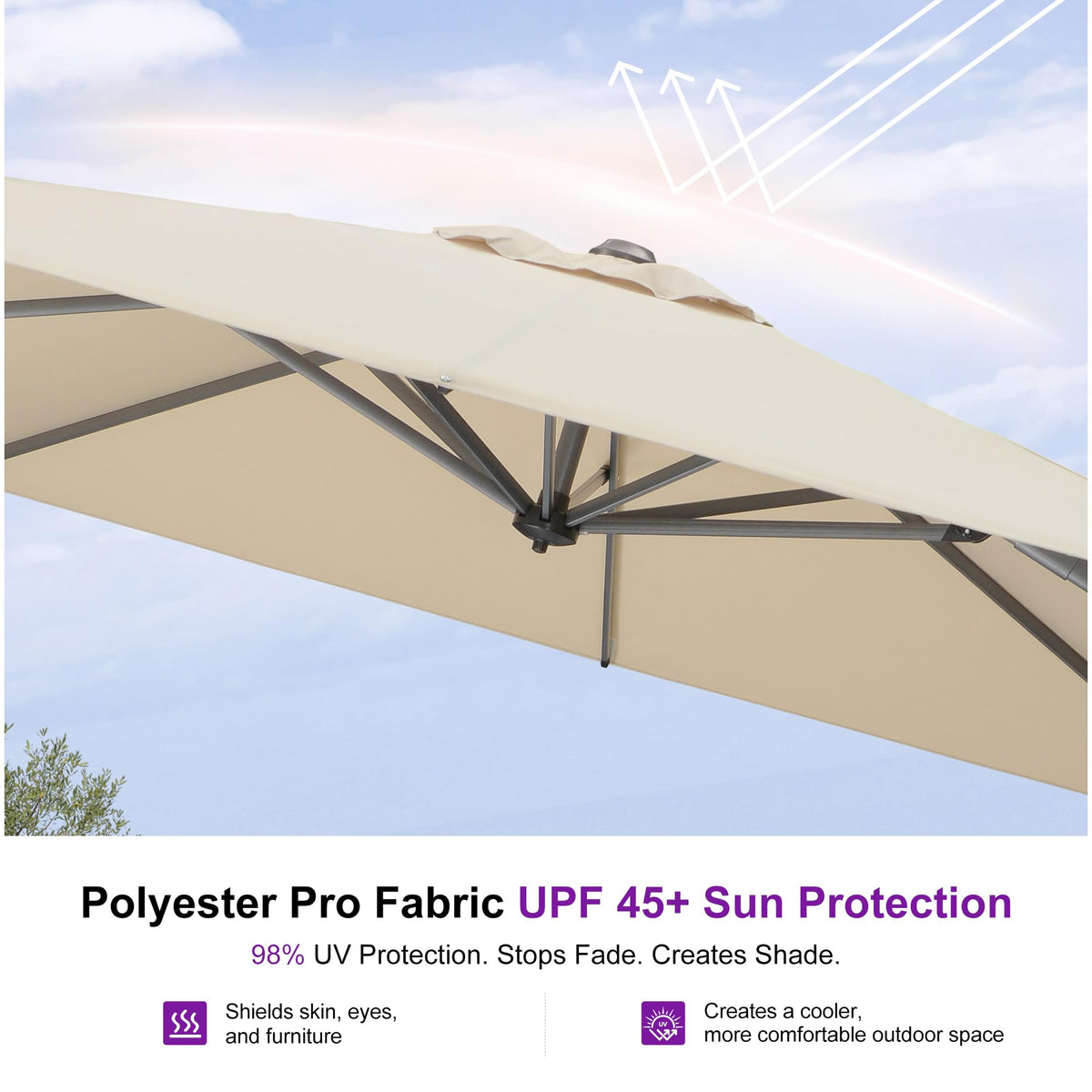 Beige 360° Rotation Patio Umbrella with Base S423235