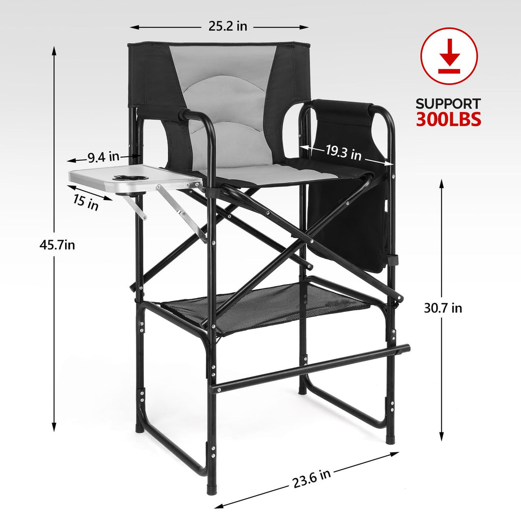Extra Tall Portable Folding Makeup Artist Chair with Side Table L6676