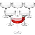 Set of 6 8 oz Clear Ribbed Coupe Glasses O1821