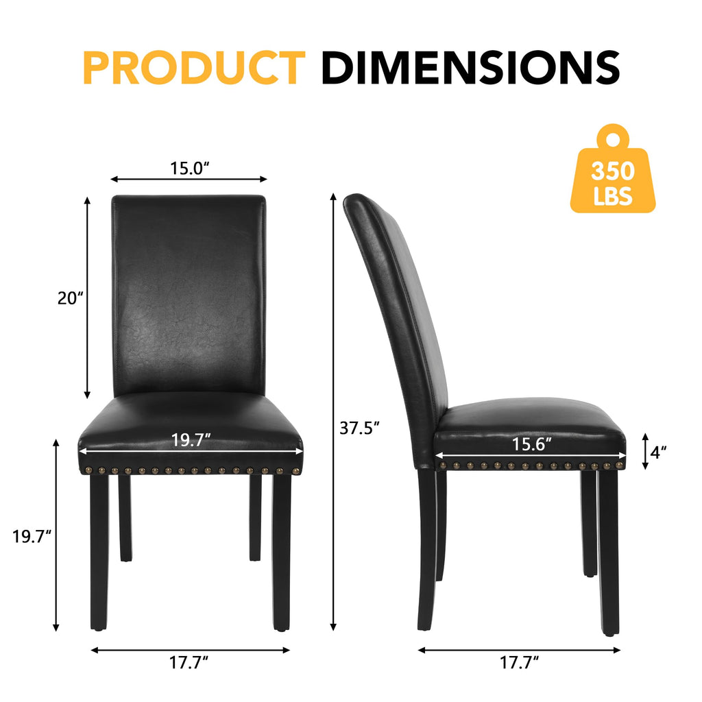 Black PU Leather Dining Chairs Set of 6 C6514