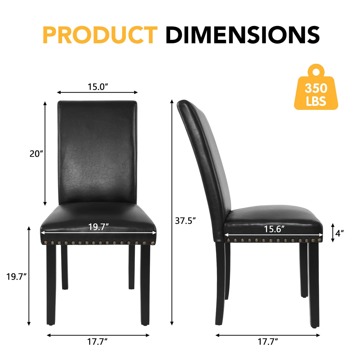 Black PU Leather Dining Chairs Set of 6 C6514