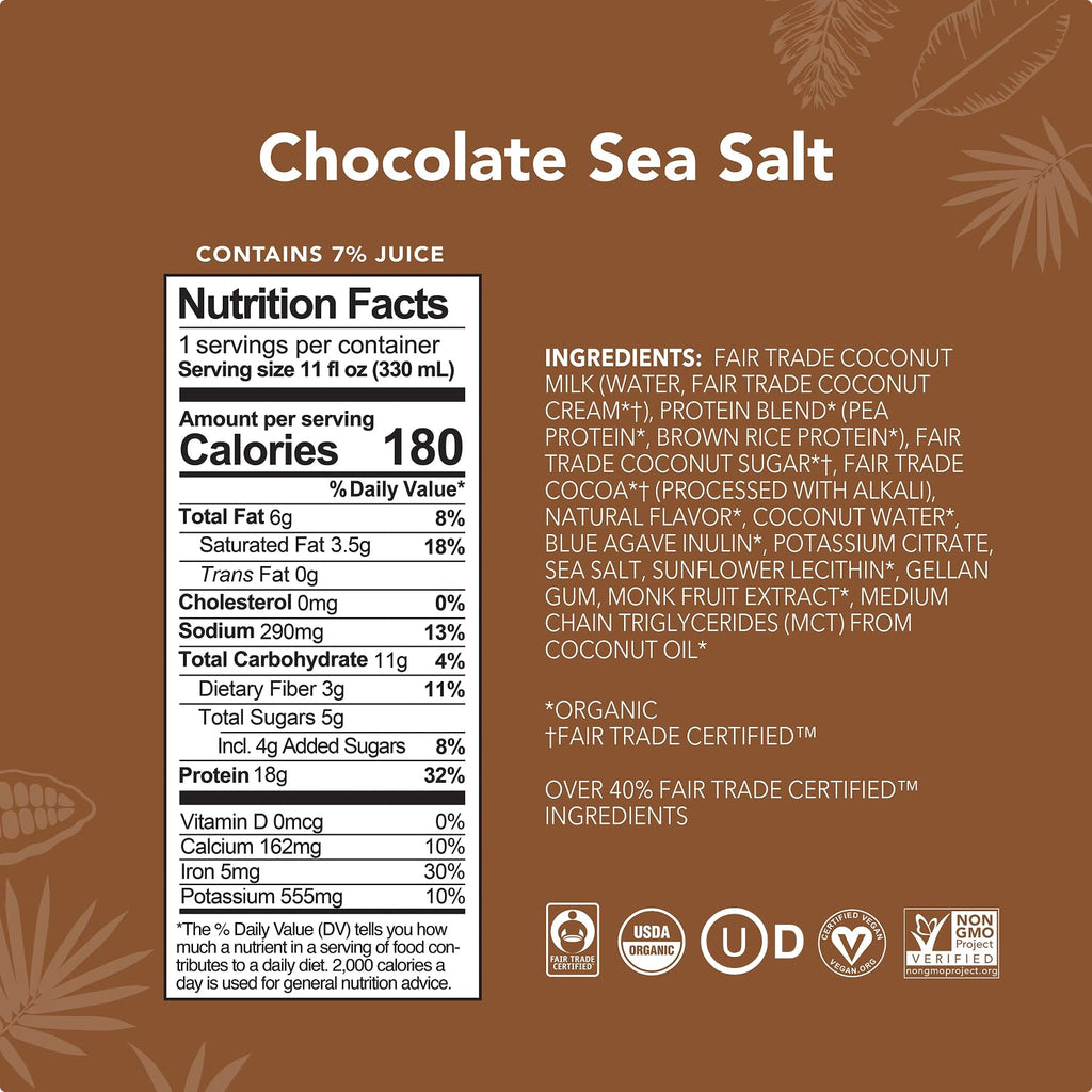 Chocolate Sea Salt Organic Plant Based Protein Drink D400
