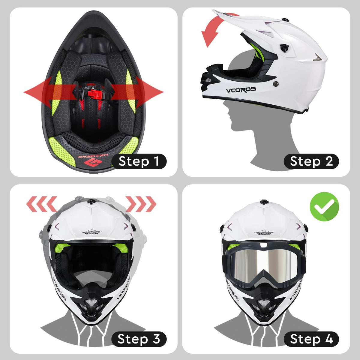 Kids Dirt Bike Helmet Set with Goggles Gloves G844052
