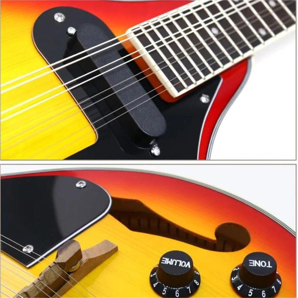 Spruce 8 Strings Hollow F Sound Hole Sunburst Electric Mandolin C2705