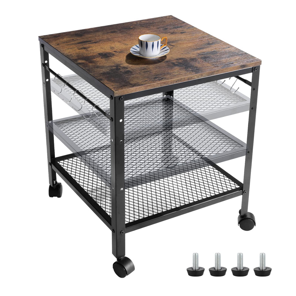 Rustic 2-Tier End Table with Adjustable Height Shelf H449