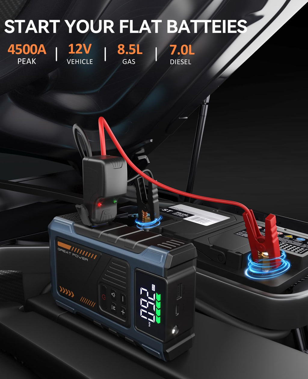 4500A 12V Jump Starter with Air Compressor 150PSI Q7213