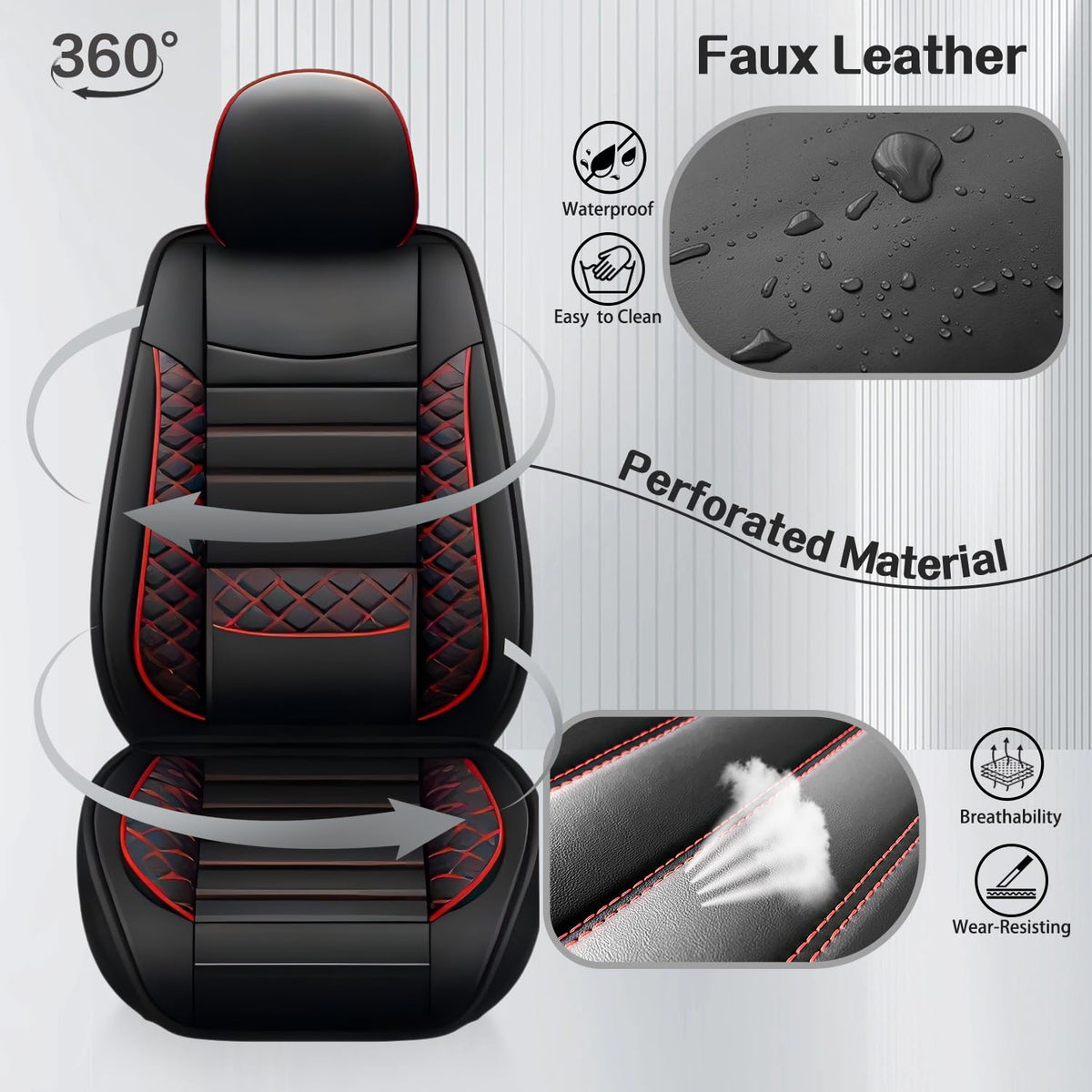 Leather 5-Seat Car Seat Covers Full Set H4006