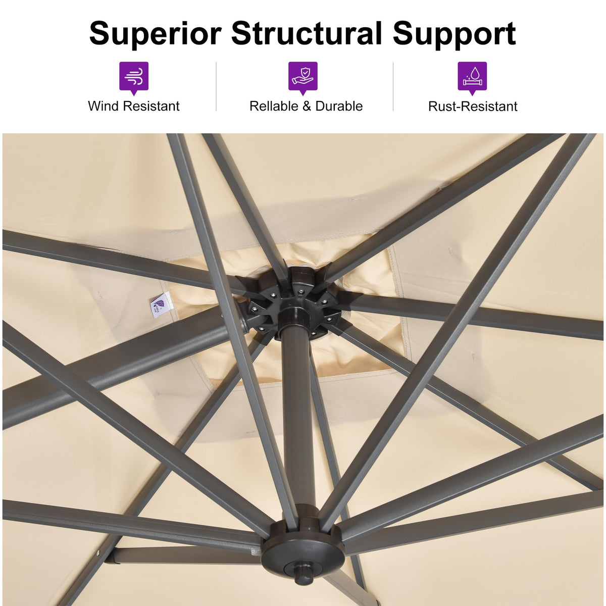 Beige 360° Rotation Patio Umbrella with Base S423235
