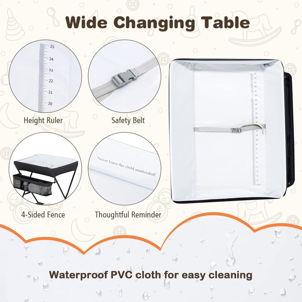 Portable Baby Changing Table with Safety Belt Black J33267