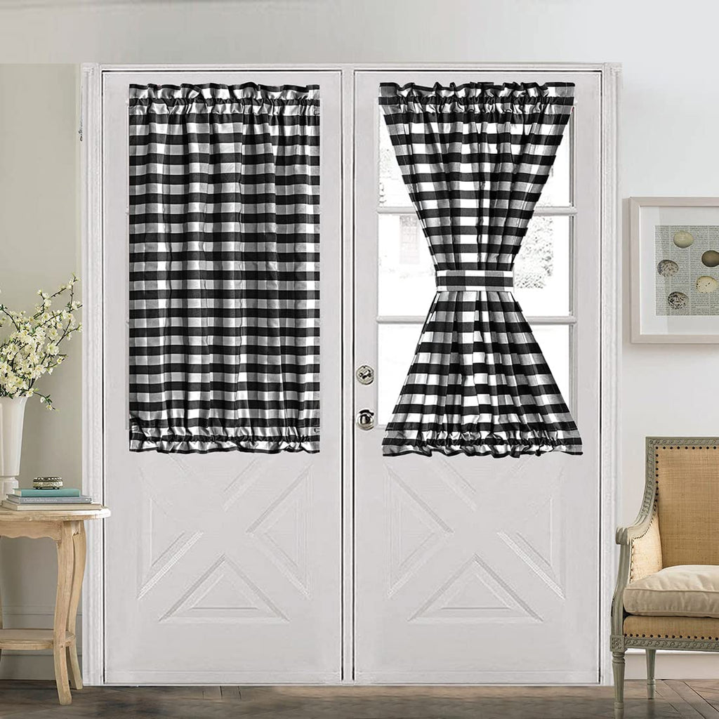 Black and White Buffalo Check Rod Pocket Curtain 25"x40" U921