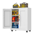 White Metal Storage Cabinet with Wheels W1485