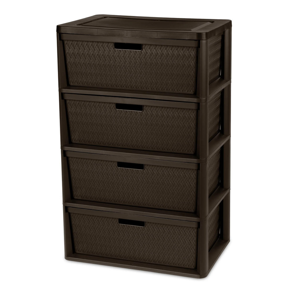 Dark Brown 4 Drawer Plastic Drawer Tower F2176