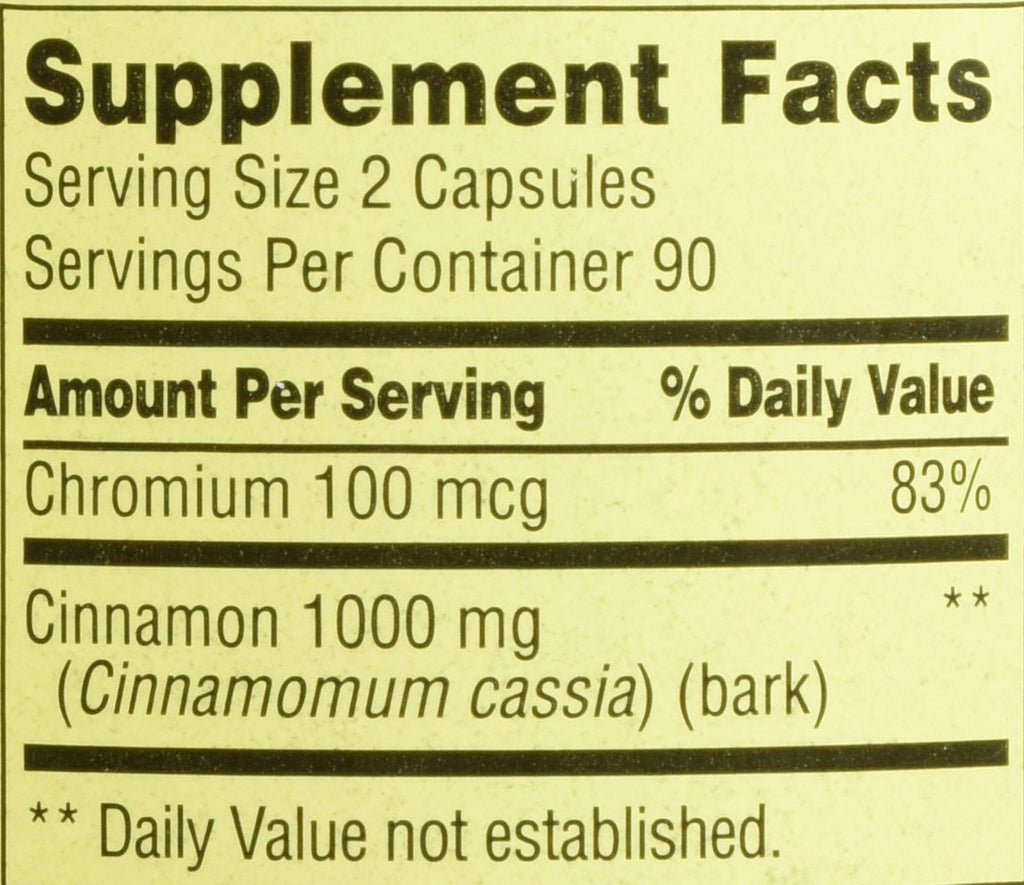 Cinnamon 500mg Plus Chromium 2 Bottles of 180 Capsules Z20720