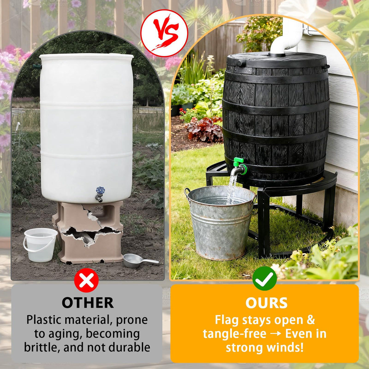 Heavy-Duty Stainless Steel Rain Barrel Stand M55955