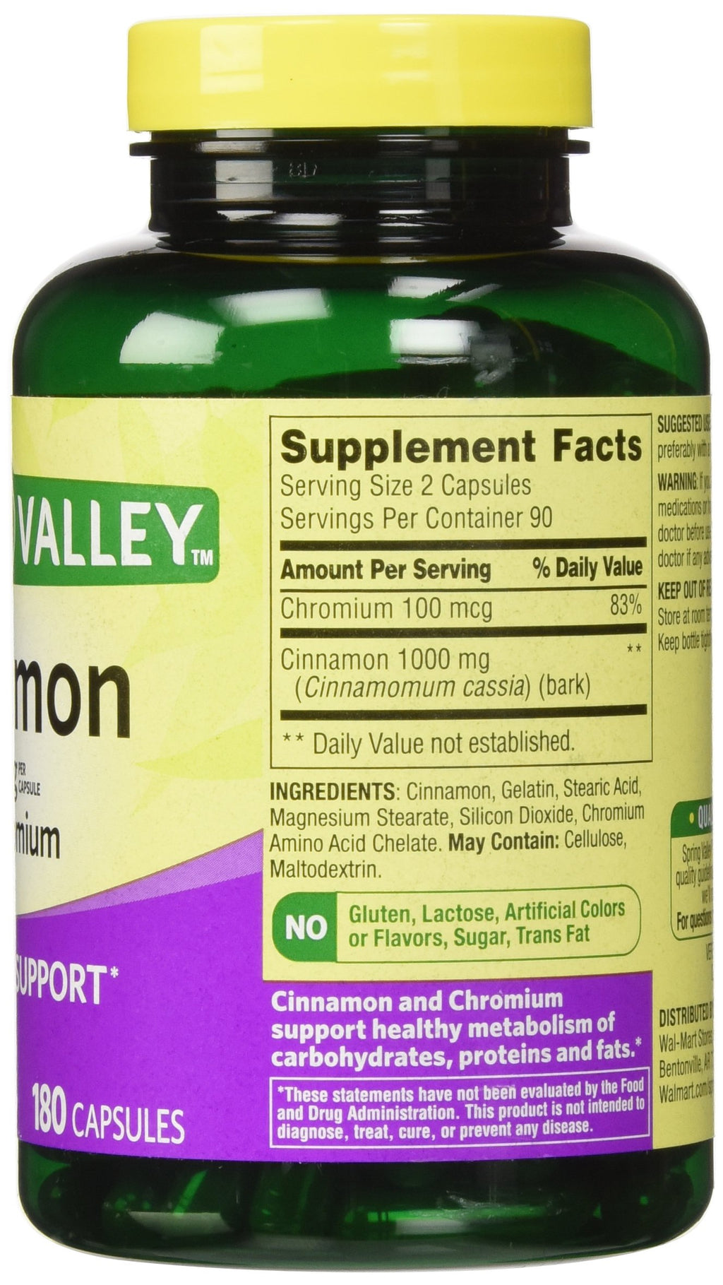 Cinnamon 500mg Plus Chromium 2 Bottles of 180 Capsules Z20720
