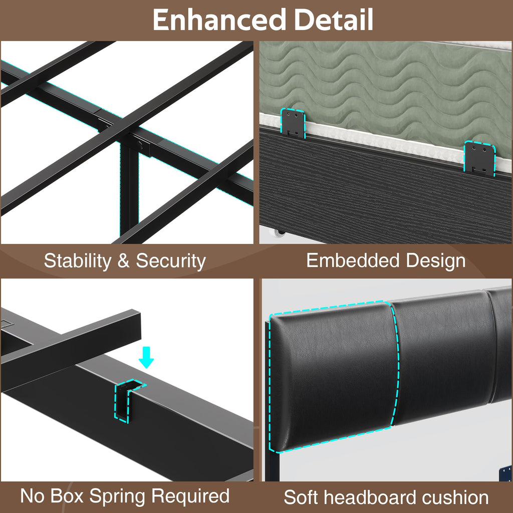 Black Corner Bed Frame Full with Storage and Desk F763637