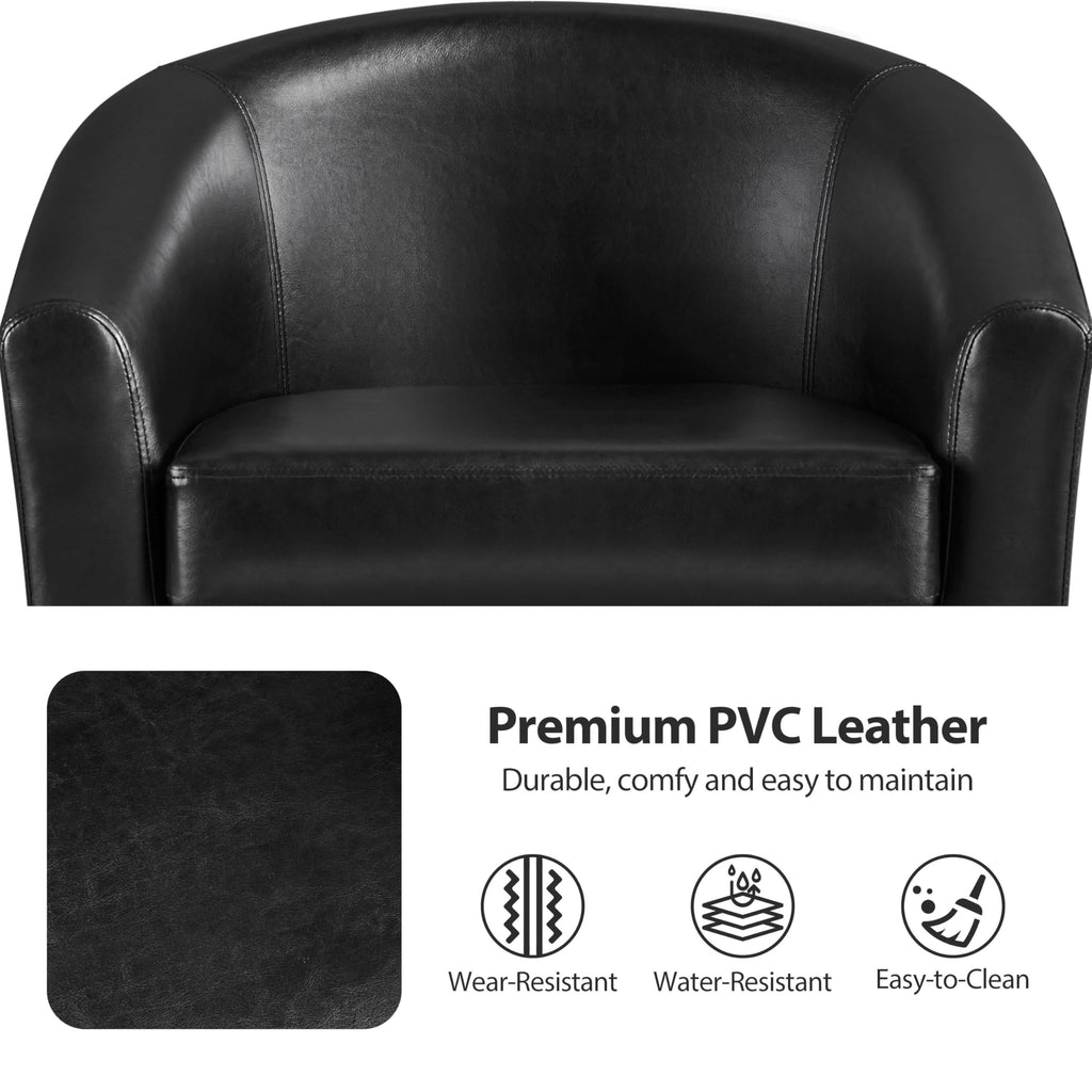 Black Faux Leather Barrel Accent Chairs M508289