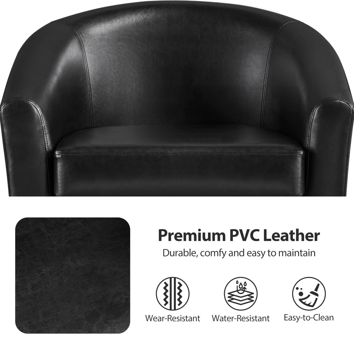 Black Faux Leather Barrel Accent Chairs M508289
