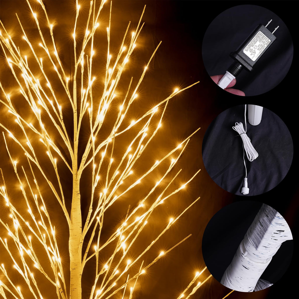 Light up Birch Tree 3 Pack Pre lit Christmas Tree Q1454