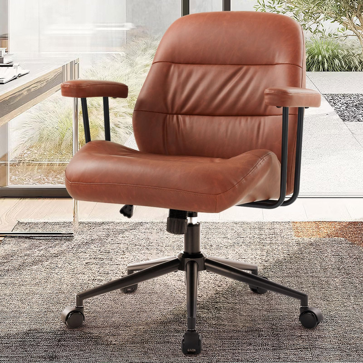 Leather Home Office Chair with Removable Armrests E99523