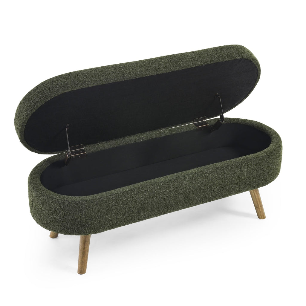Green Oval Storage Ottoman Bench M7979