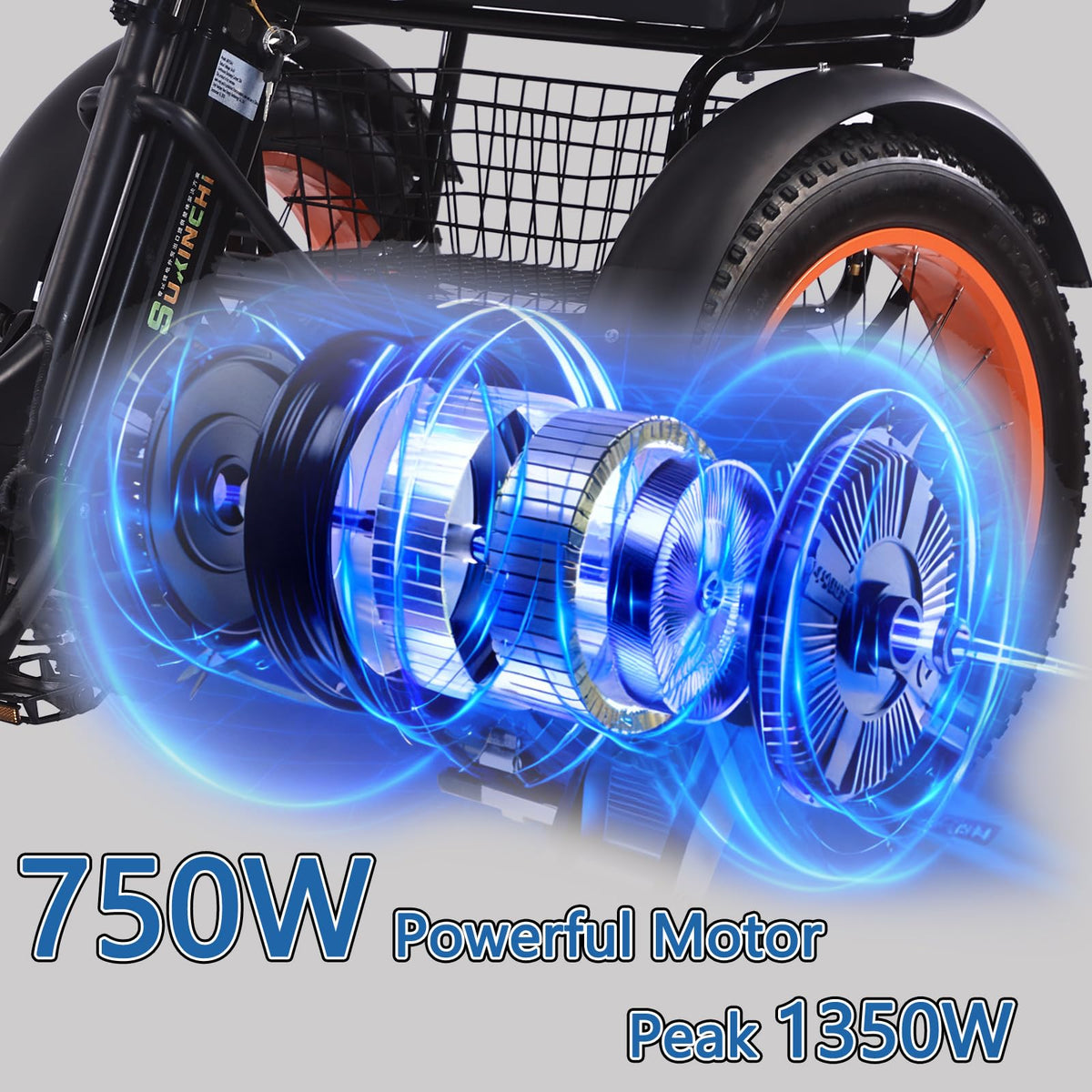 20"x4.0" Fat Tire 750W Folding Electric Tricycle 48V 15Ah Aluminum 7-Speed L687