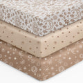 28x52x8in Fitted Crib Sheet 3 Pack Microfiber White Brown X38035
