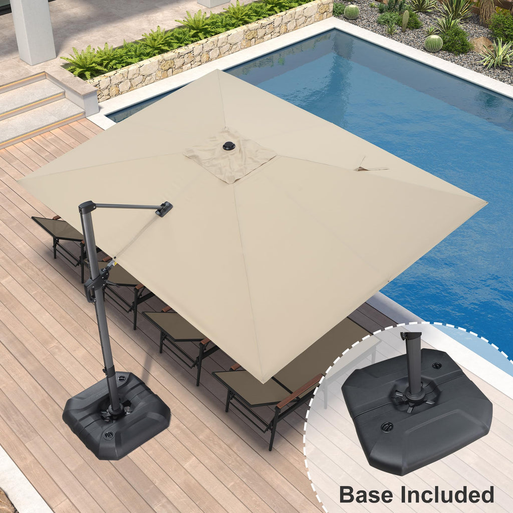 Beige 360° Rotation Patio Umbrella with Base S423235
