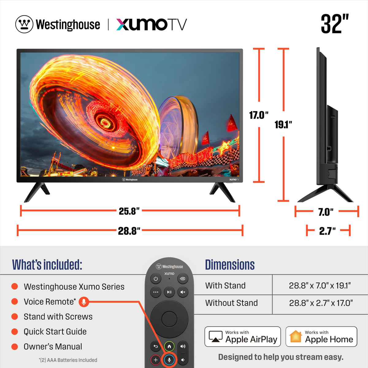 32-inch HD Smart Flat Screen TV with Voice Remote W794972