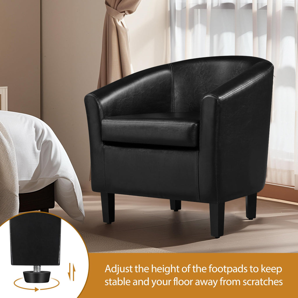 Black Faux Leather Barrel Accent Chairs M508289