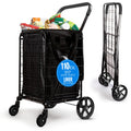 Large Folding Utility Shopping Cart with Removable Liner, 110 lb Capacity, Black D8267