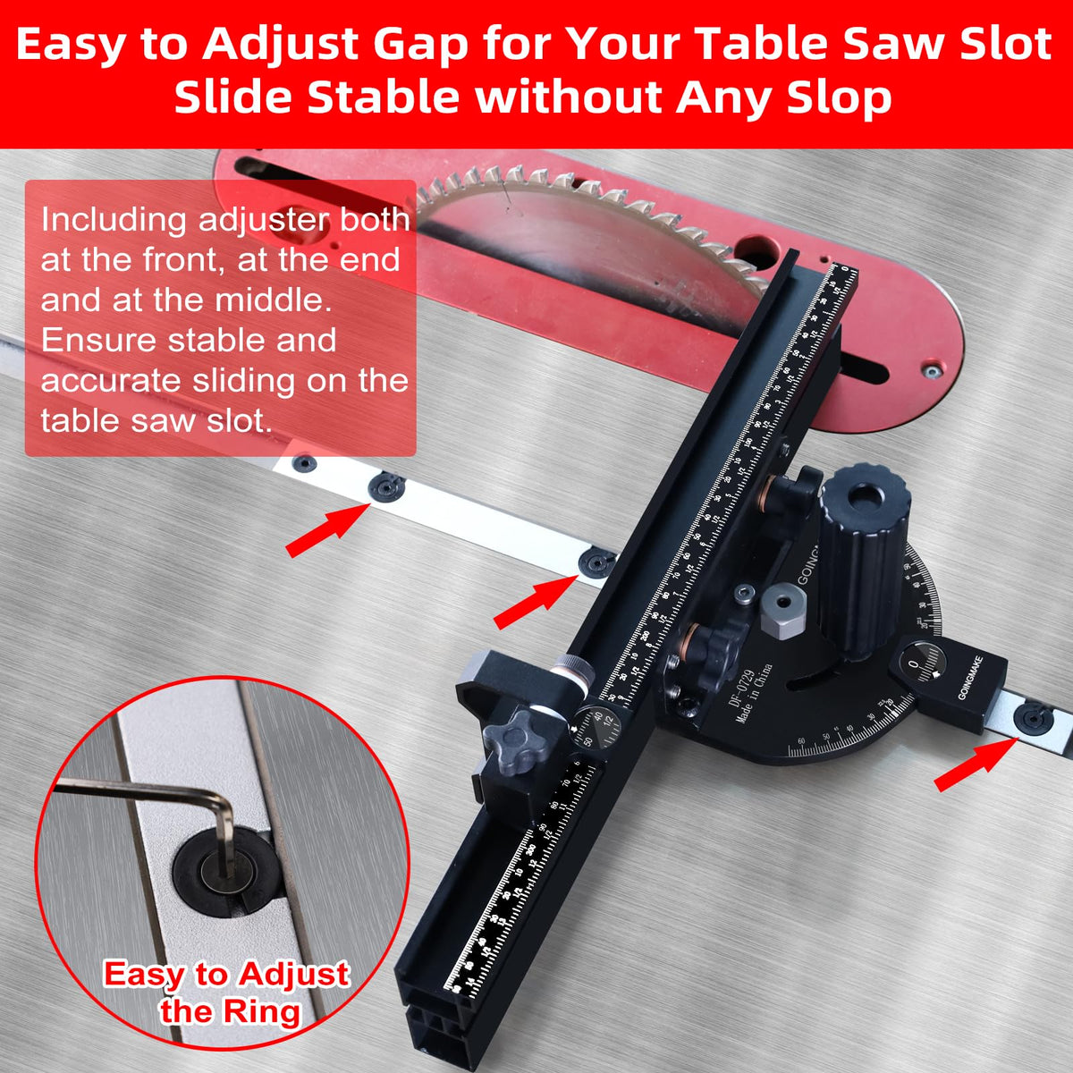 Compact Table Saw Miter Gauge with 14 Inch Fence U317518