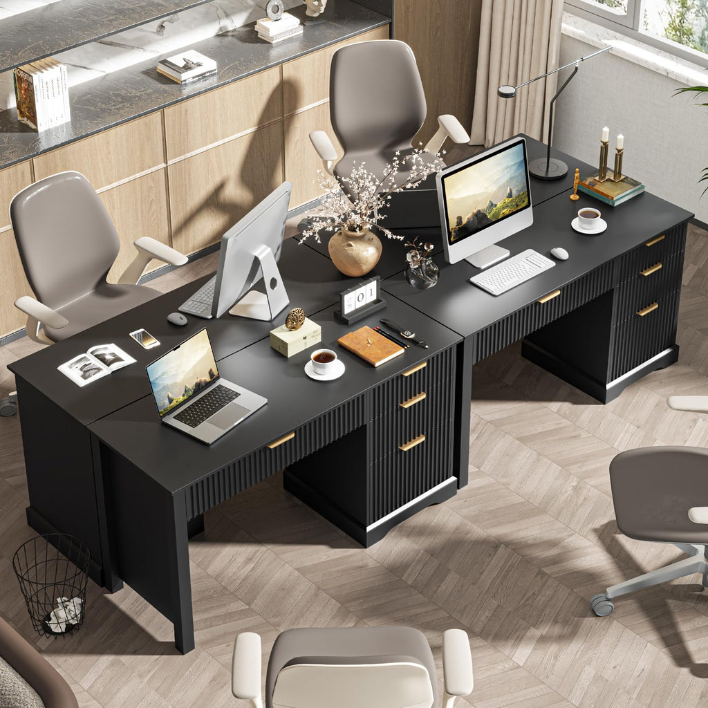 Black Wood Executive Desk with Drawers X9721