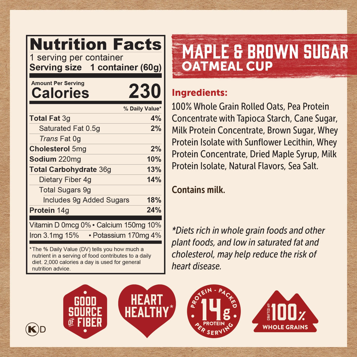 Instant Protein Maple & Brown Sugar Oatmeal, 2.12oz (Pack of 12) H5833