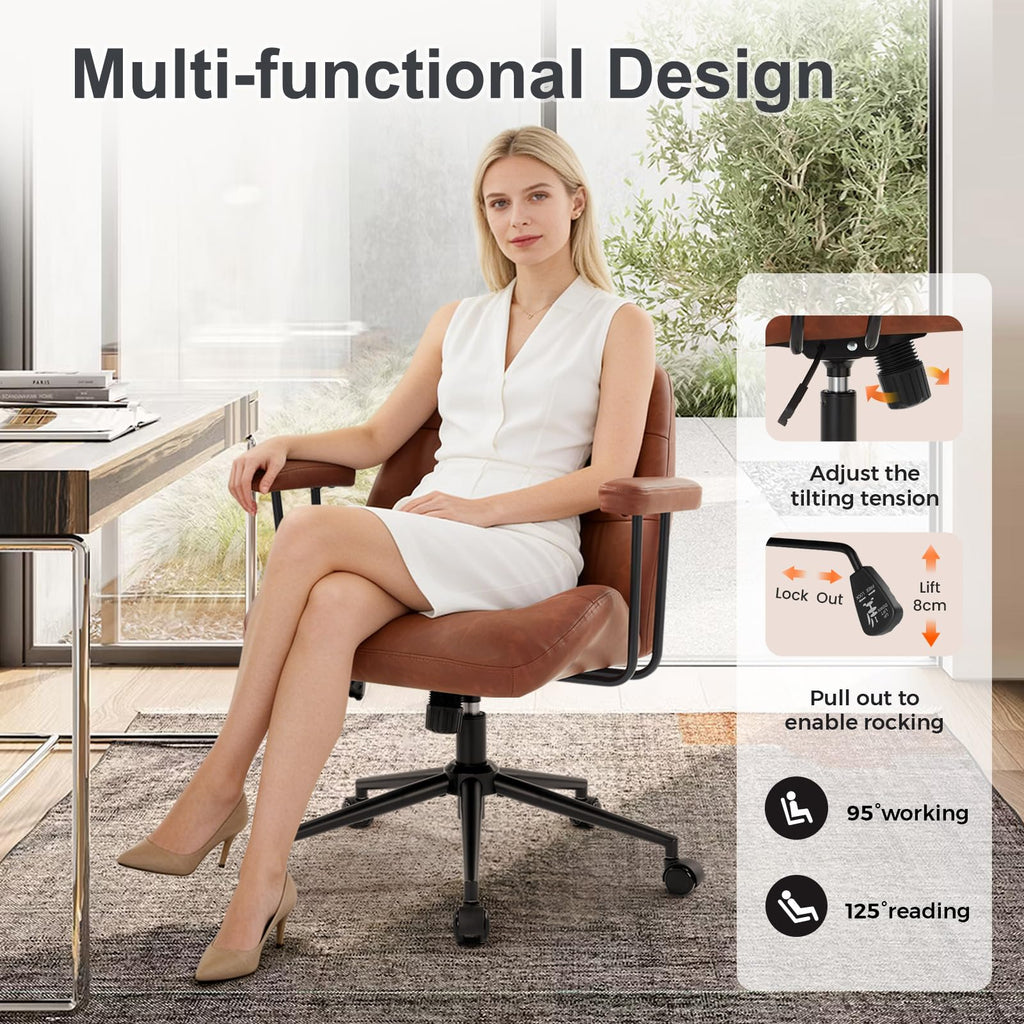 Leather Home Office Chair with Removable Armrests E99523