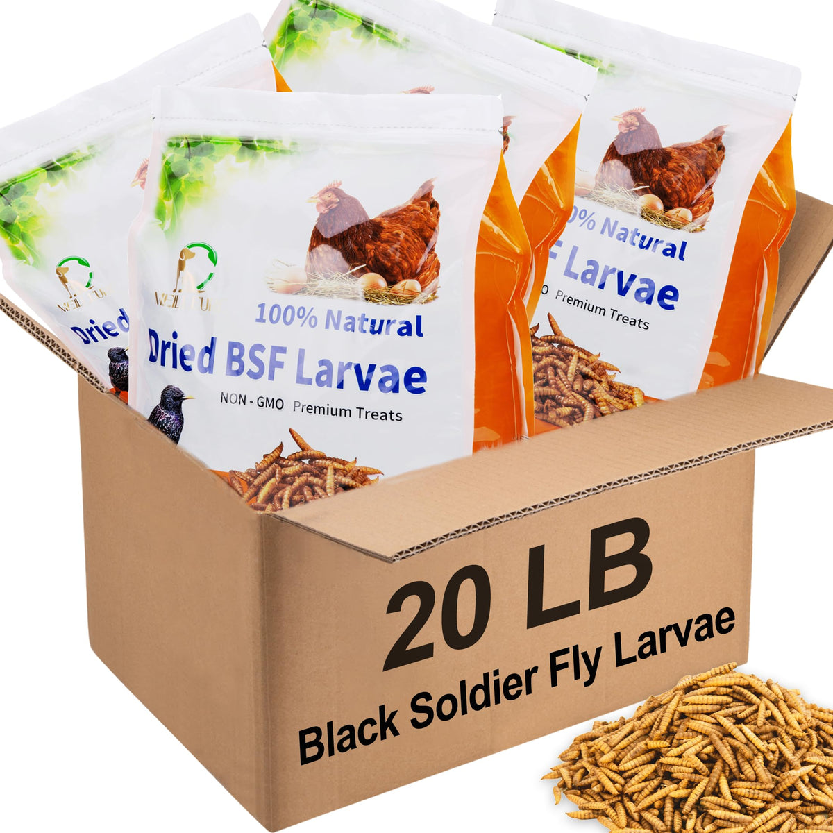 Black Soldier Fly Larvae Chicken Feed 20LB S1159