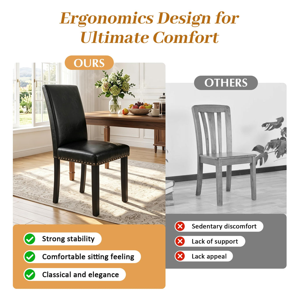 Black PU Leather Dining Chairs Set of 6 C6514