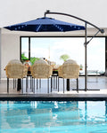 10 ft Navy Blue Cantilever Umbrella with Solar Lights I16368