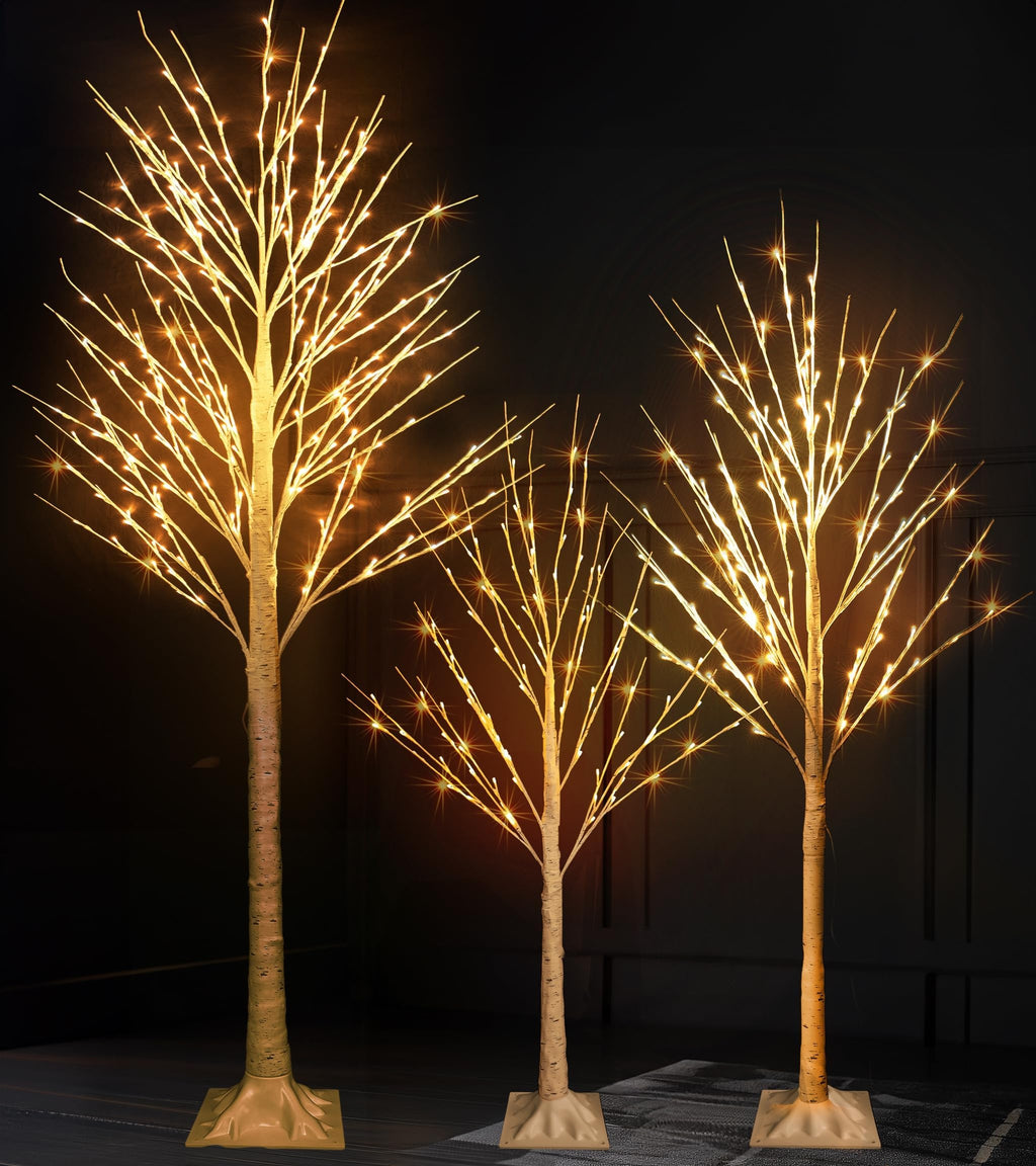 Light up Birch Tree 3 Pack Pre lit Christmas Tree Q1454