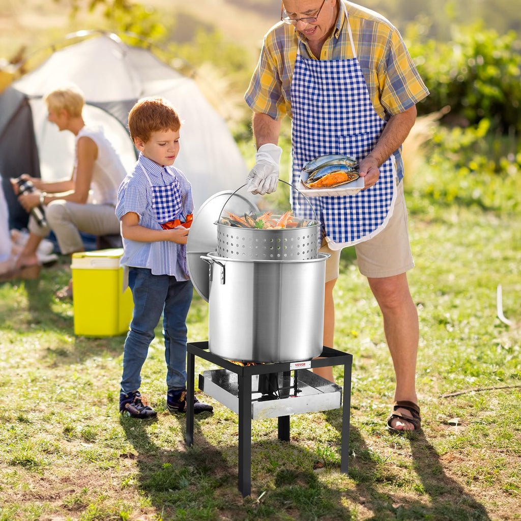 60 Qt Aluminum Seafood Boiling Pot with Strainer and Burner R34918