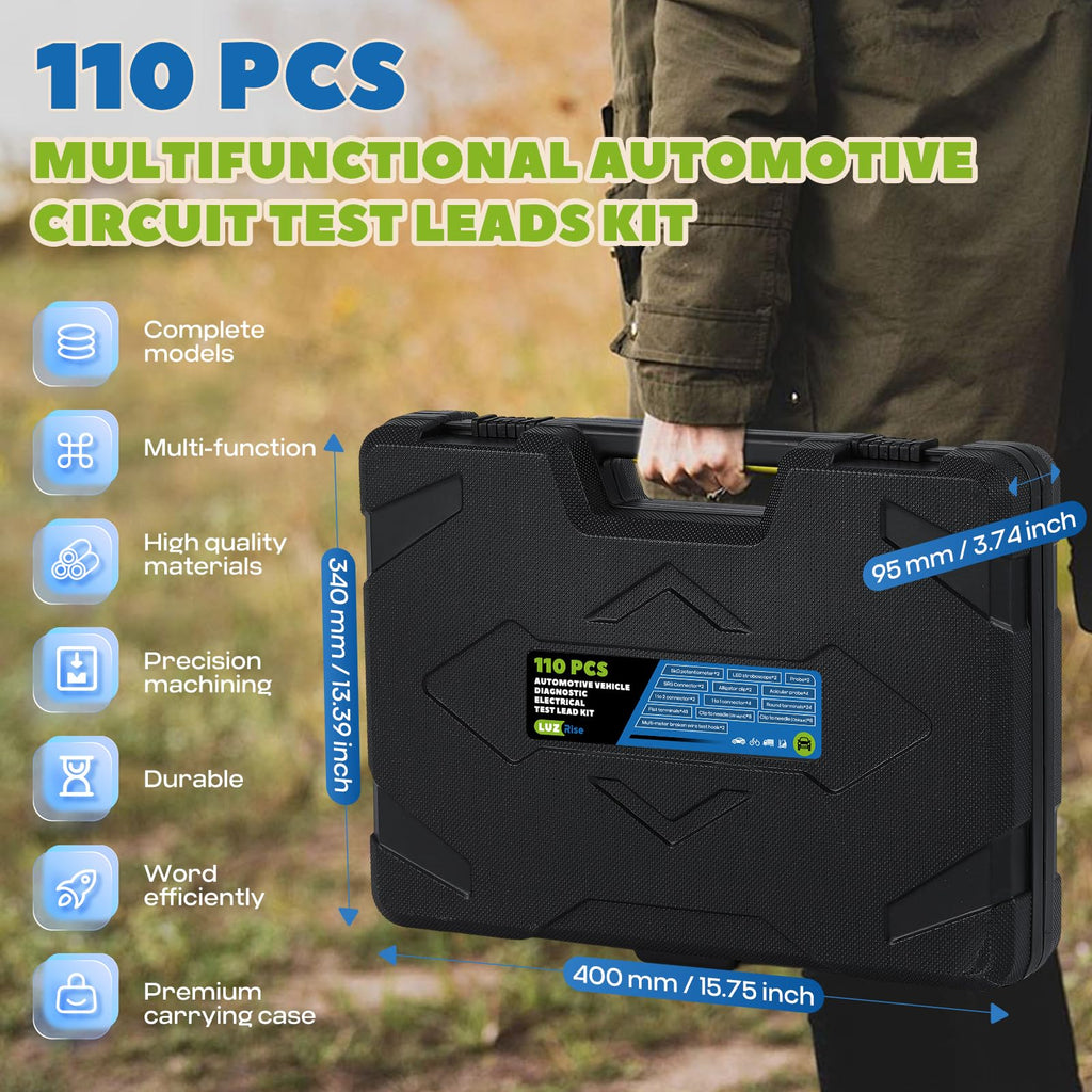 110 Pc Automotive Multimeter Test Leads Kit with Alligator Clips, Banana Plugs & Probes Z691578