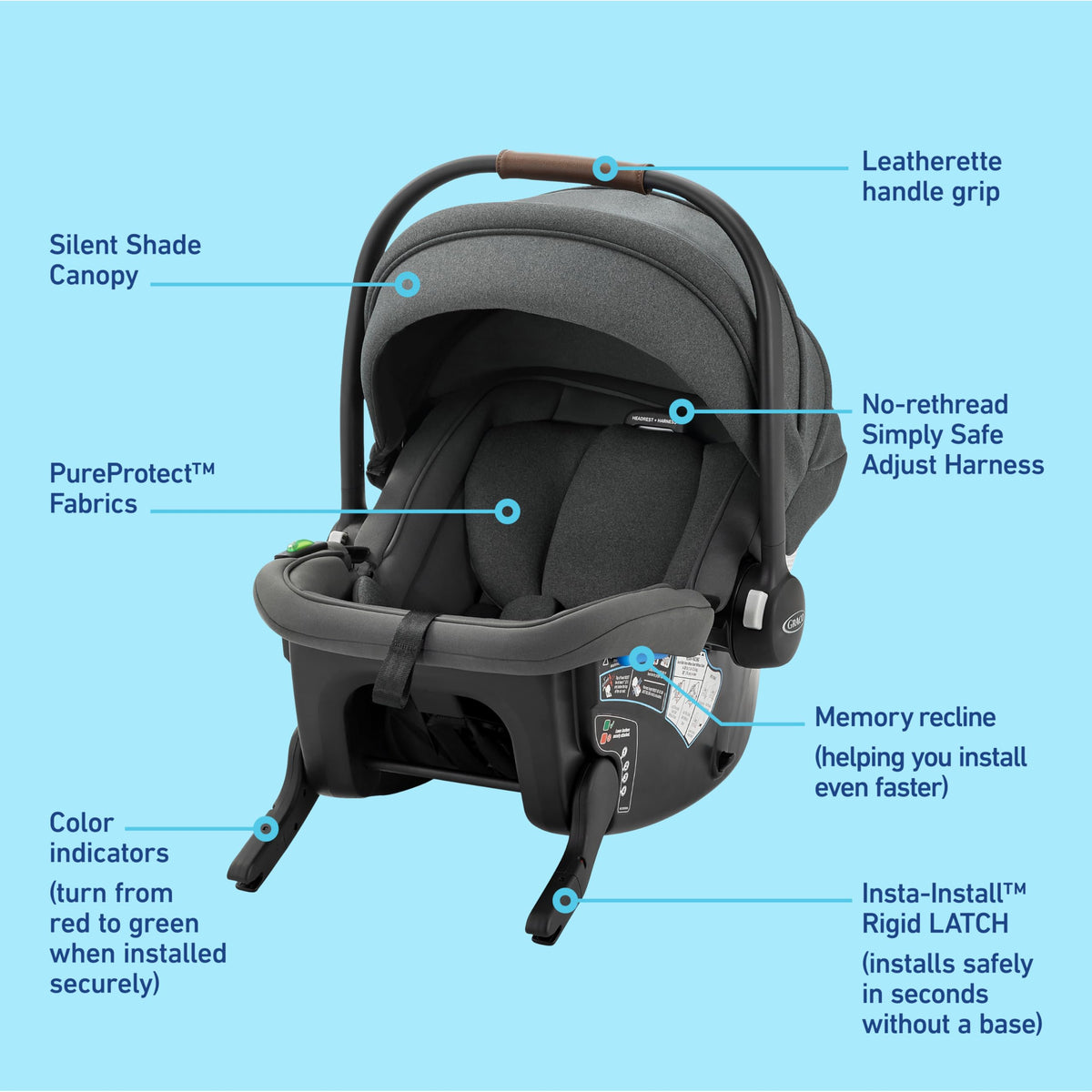 Infant Car Seat with Canopy, Rear Facing, Lightweight N24431