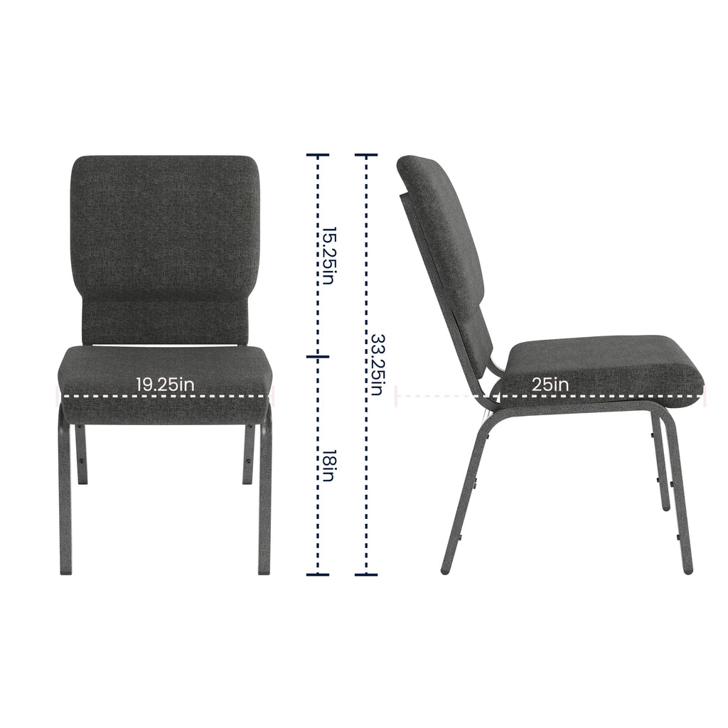 Dark Gray Fabric Stacking Church Chair 4 Pack P323632
