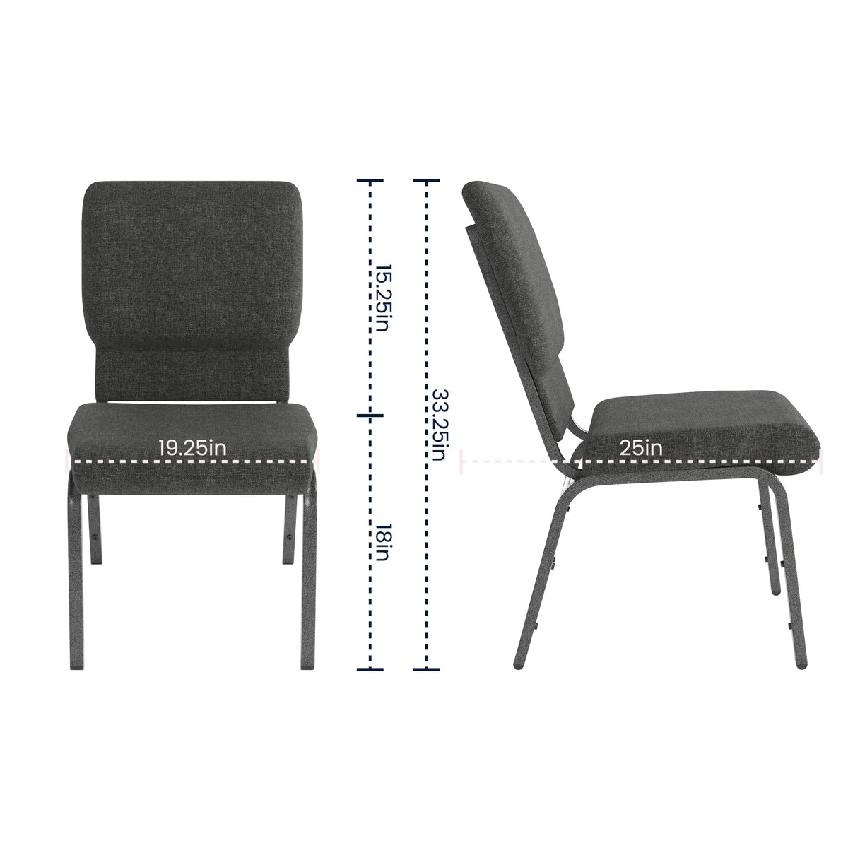 Dark Gray Fabric Stacking Church Chair 4 Pack P323632