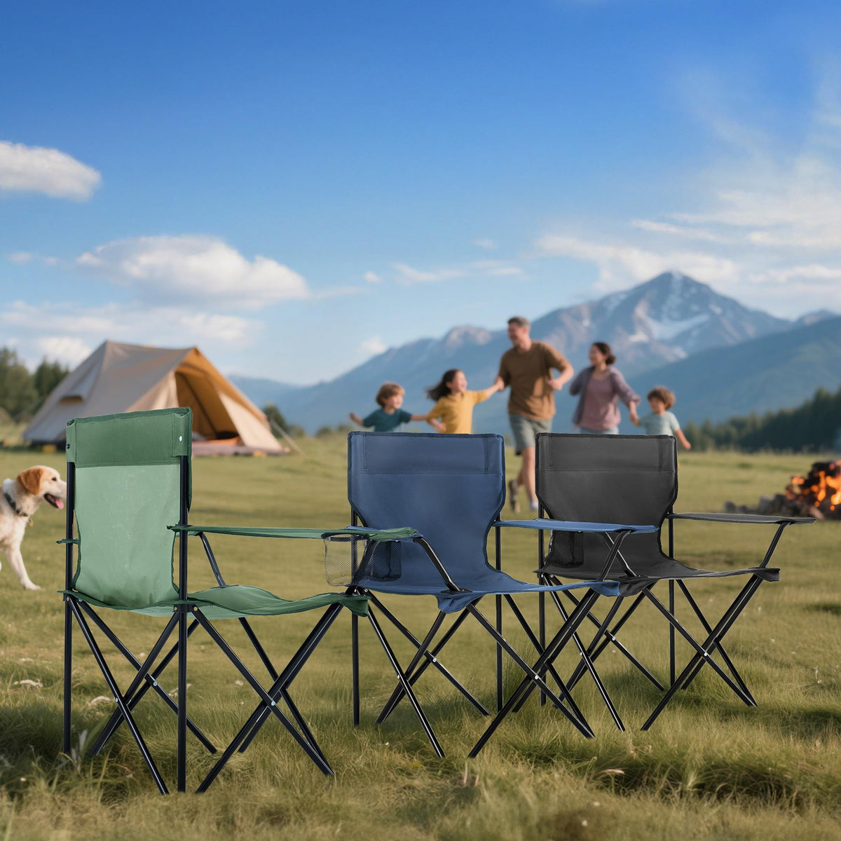 2-Pack Foldable Camping Chairs with Cup Holder, Carry Bag L873
