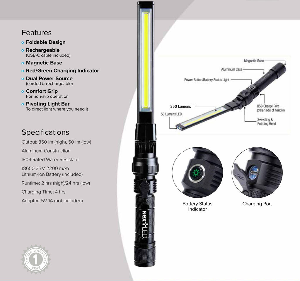 Foldable Rechargeable COB LED Work Light with Magnetic Base W440024
