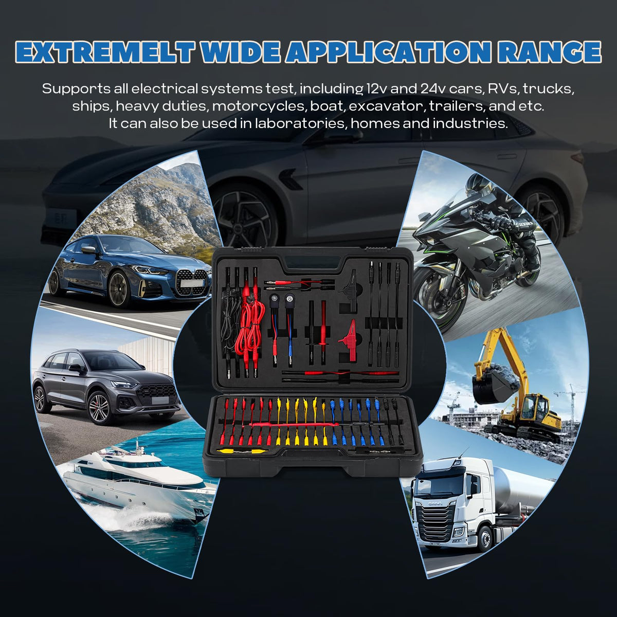 110 Pc Automotive Multimeter Test Leads Kit with Alligator Clips, Banana Plugs & Probes Z691578