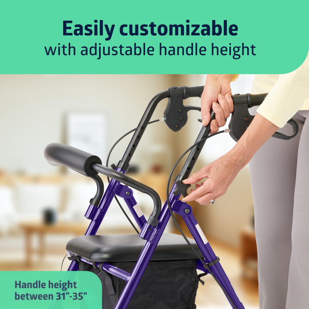 Purple Aluminum Rollator Walker with Seat F42108